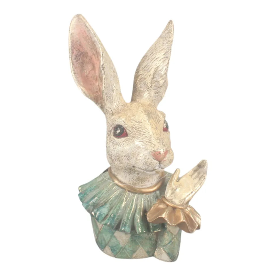 Statua busto di coniglio in resina 24 cm