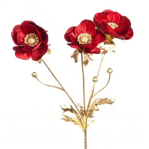 Rami di papavero in 3 Fiori bordo e oro H64