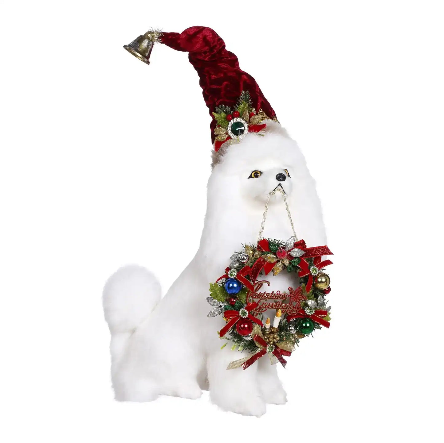 Cane Natalizio con Ghirlanda