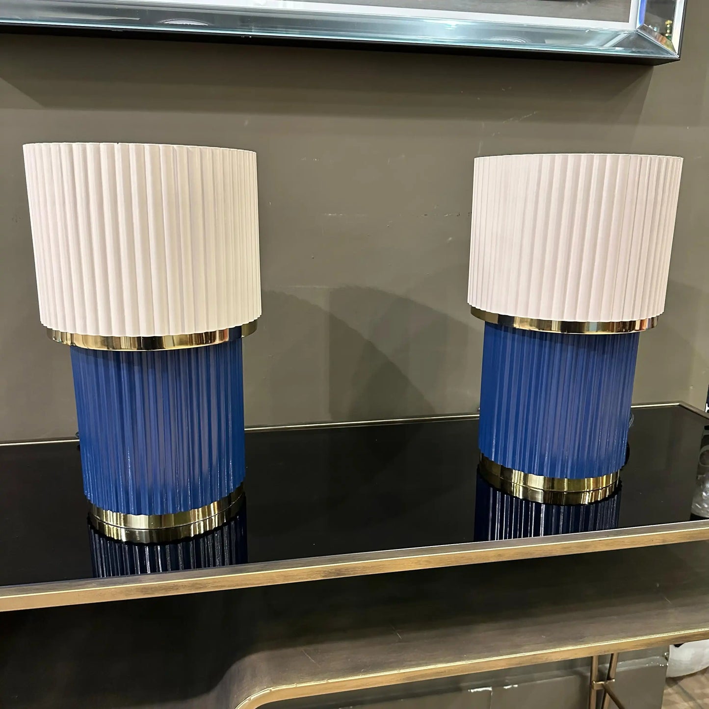 Coppia Lampade in Metallo Cannettato