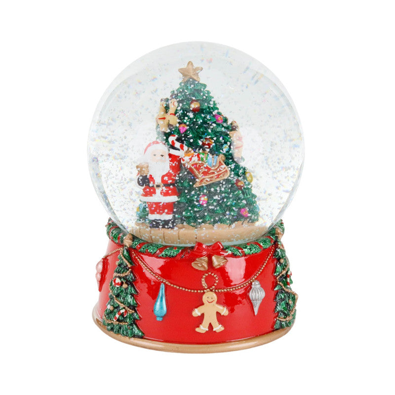 Globo di neve con albero di Babbo Natale musicale da 14.5cm