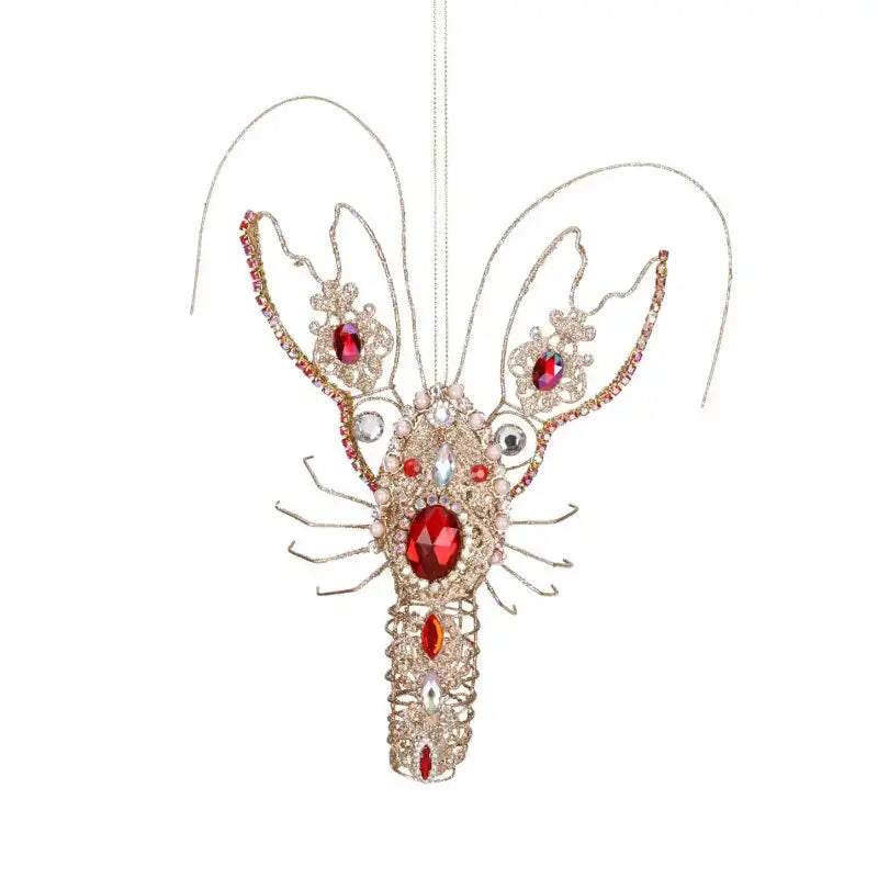 Gioiello decorativo in filo metallico – Oro/Rosso – 25 cm