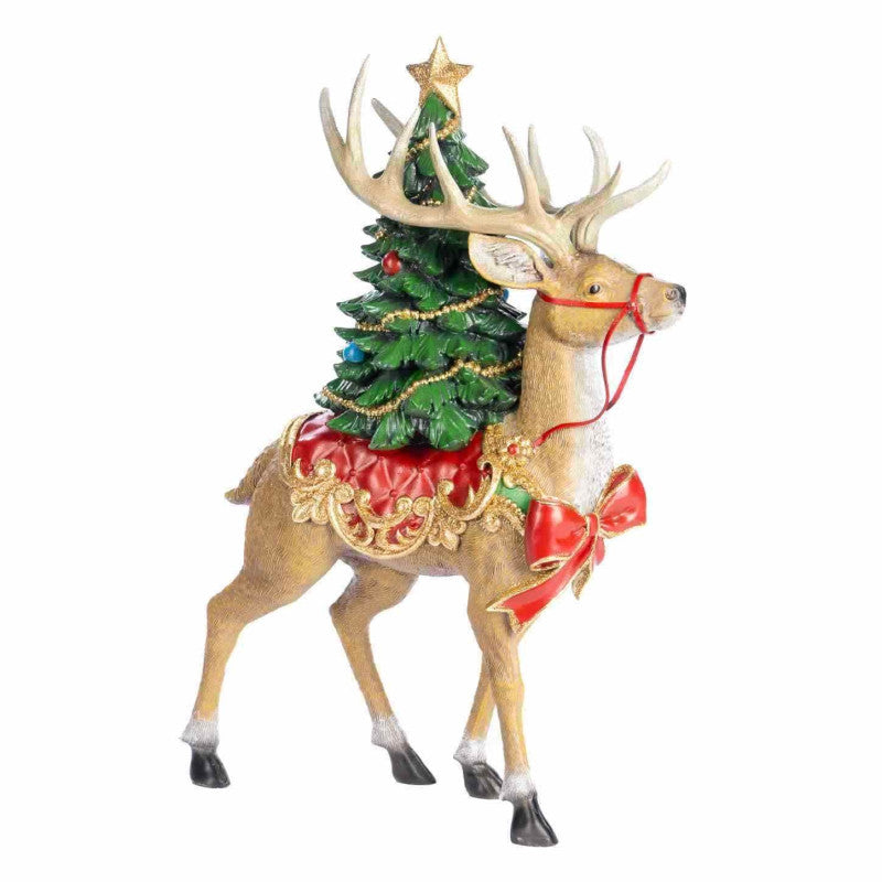 Cervo di natale con albero 44cm