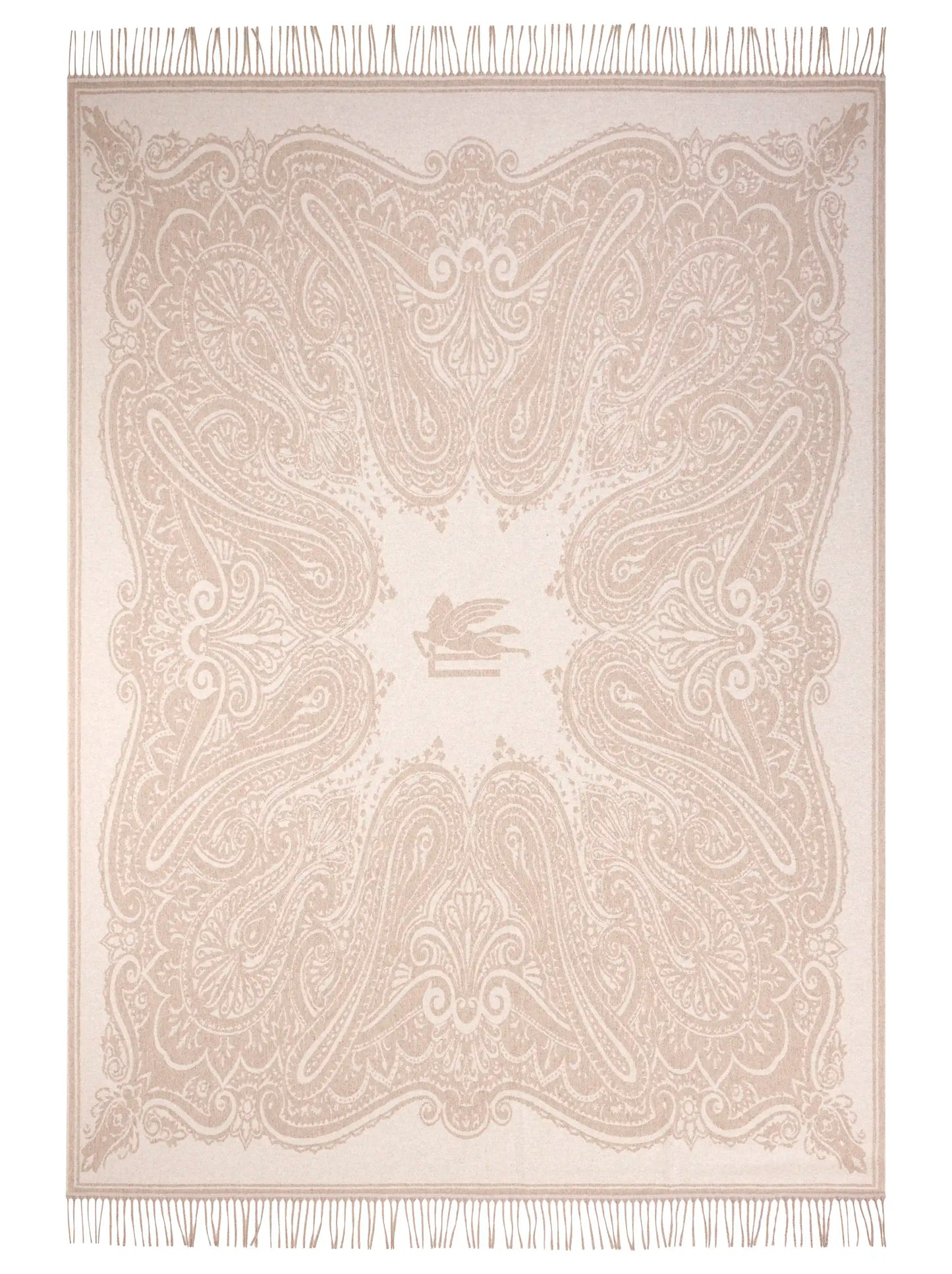 Plaid Jacquar in lana con pegaso e motivo Paisley