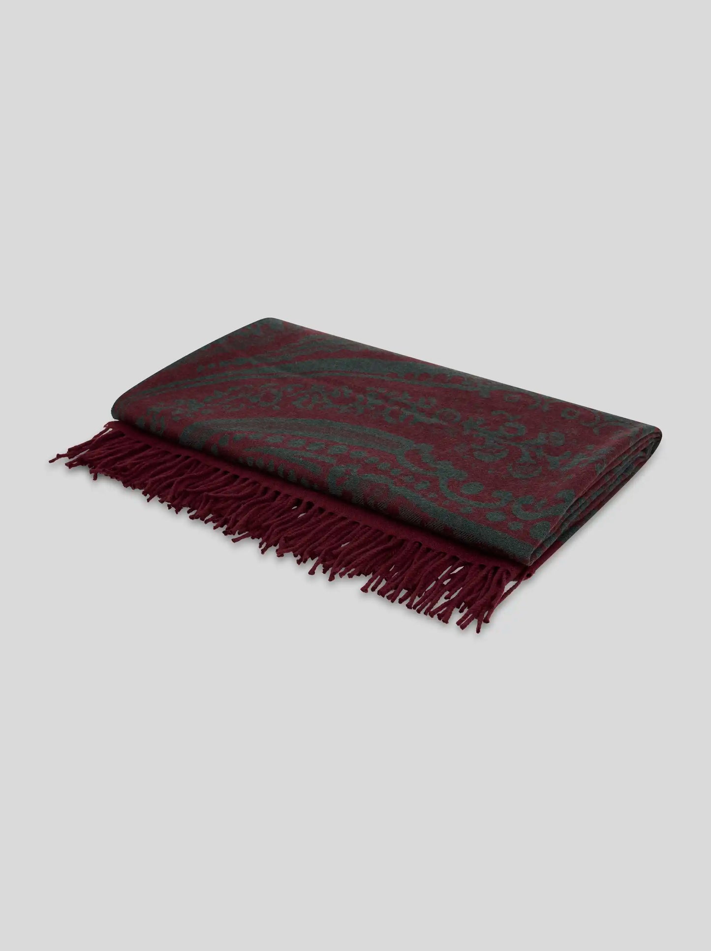 Plaid Jacquard in lana con motivo Paisley