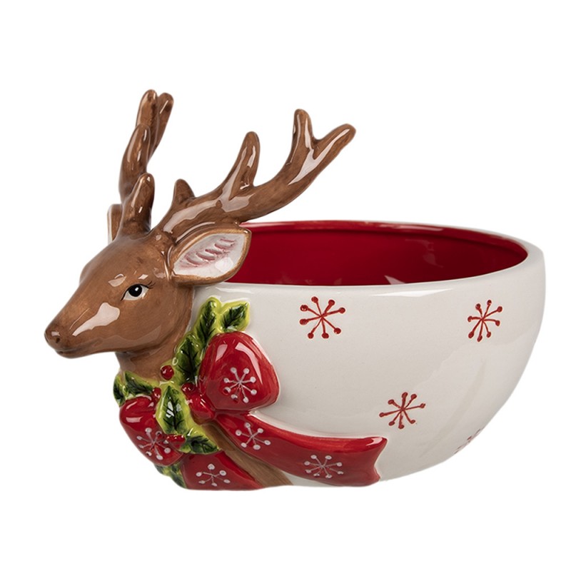 Scodella decorativa 700 ml Bianco Rosso Ceramica Cervo Ciotola da portata