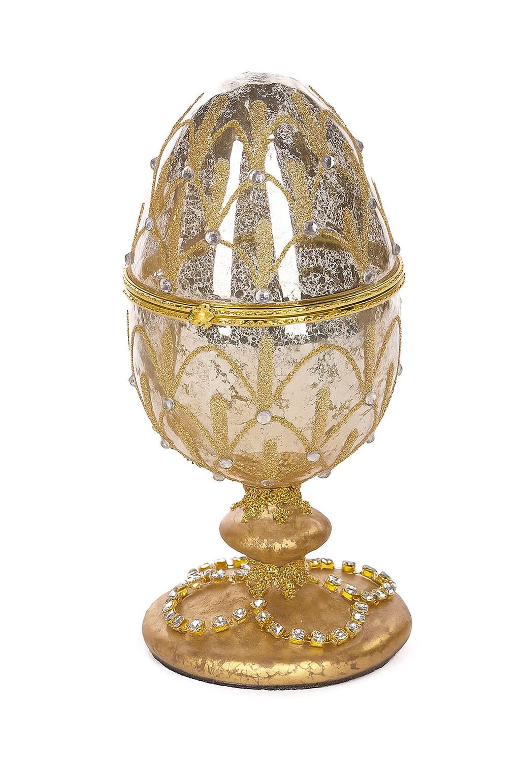 Portagioie uovo faberge in vetro e gioiello 23CM