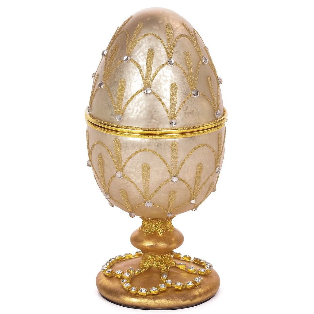 Portagioie uovo faberge in vetro e gioiello 23CM