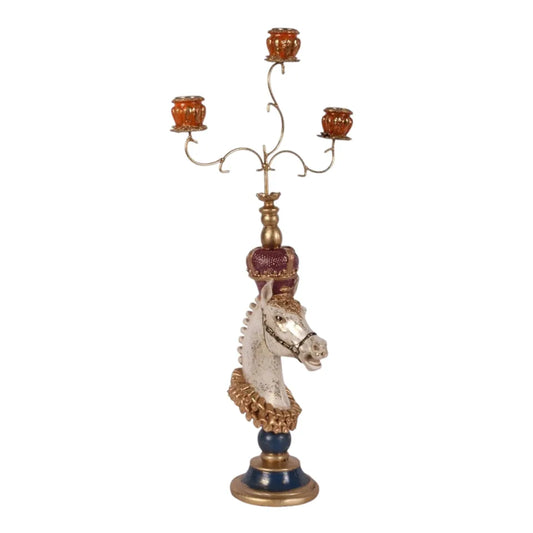 Candelabbro cavallo in resina 55cm