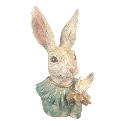 Statua busto di coniglio in resina 24 cm
