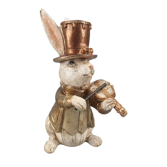 Coniglio con Violino Figurina 16 cm