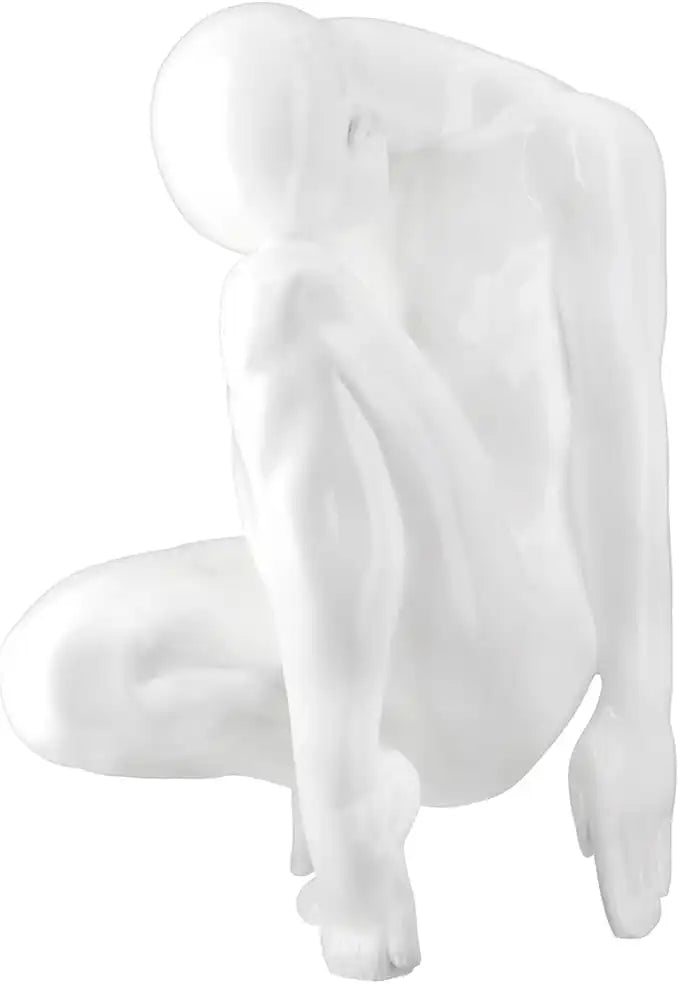 Scultura in resina bianca lucida a forma di donna,41cm