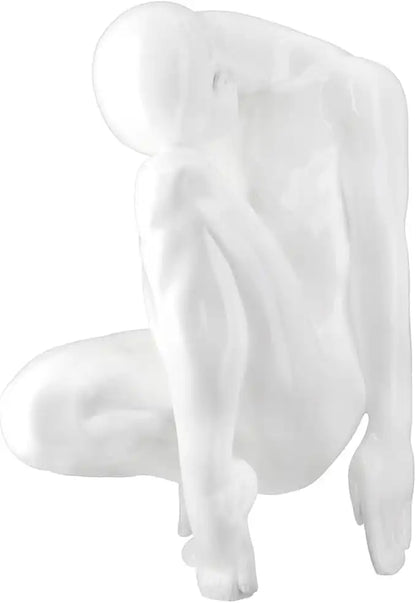 Scultura in resina bianca lucida a forma di donna,41cm