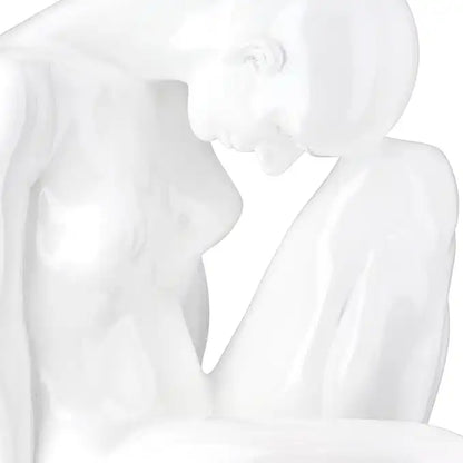 Scultura in resina bianca lucida a forma di donna,41cm