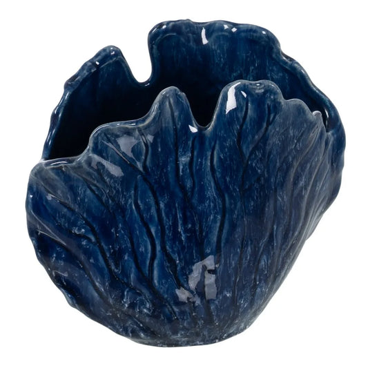 Vaso decorativo in ceramica blu,20cm