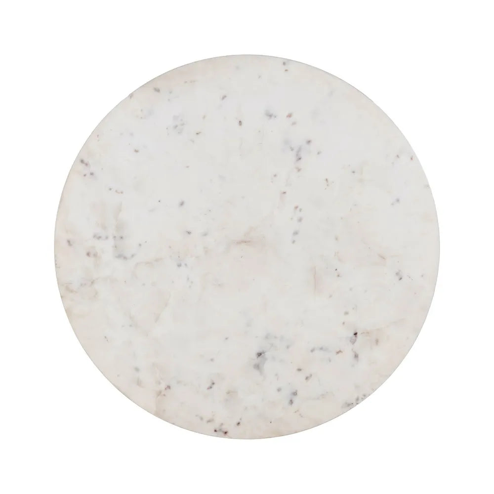 Tavolino rotondo in marmo bianco e legno di mango in stile moderno,diametro 75x40h