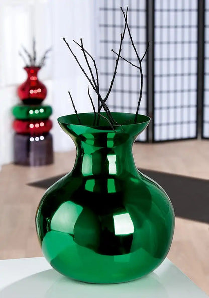 Vaso bulboso Kioto verde in metallo con tavolino 61cm