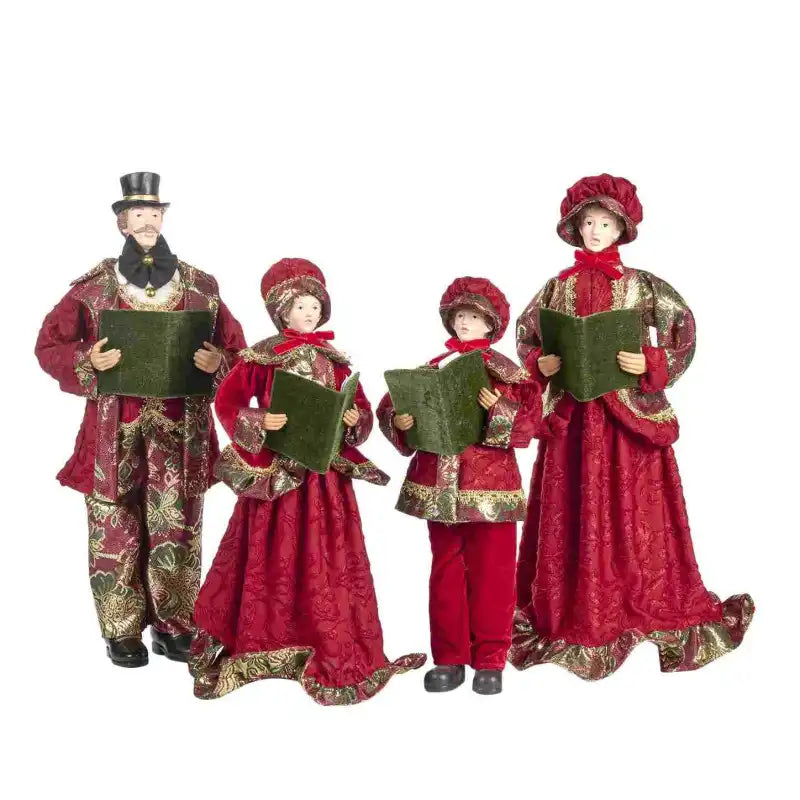 .CAROL SINGER FAMILY TT SET/4 RD/GLD 53CM