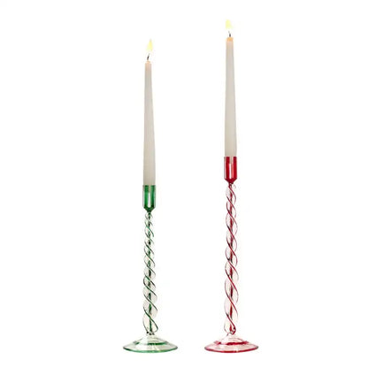 Portacandele alto a elica in vetro set /2 37cm