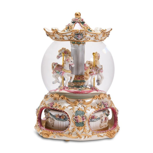 Carillon globo con cavalli doppio movimento 25CM