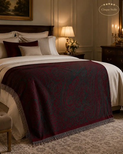 Plaid Jacquard in lana con motivo Paisley