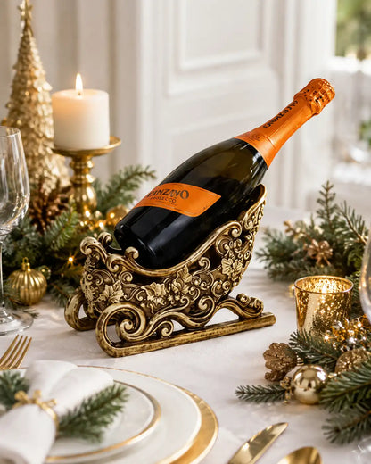 Portabottiglie di vino a forma di slitta natalizia 24cm