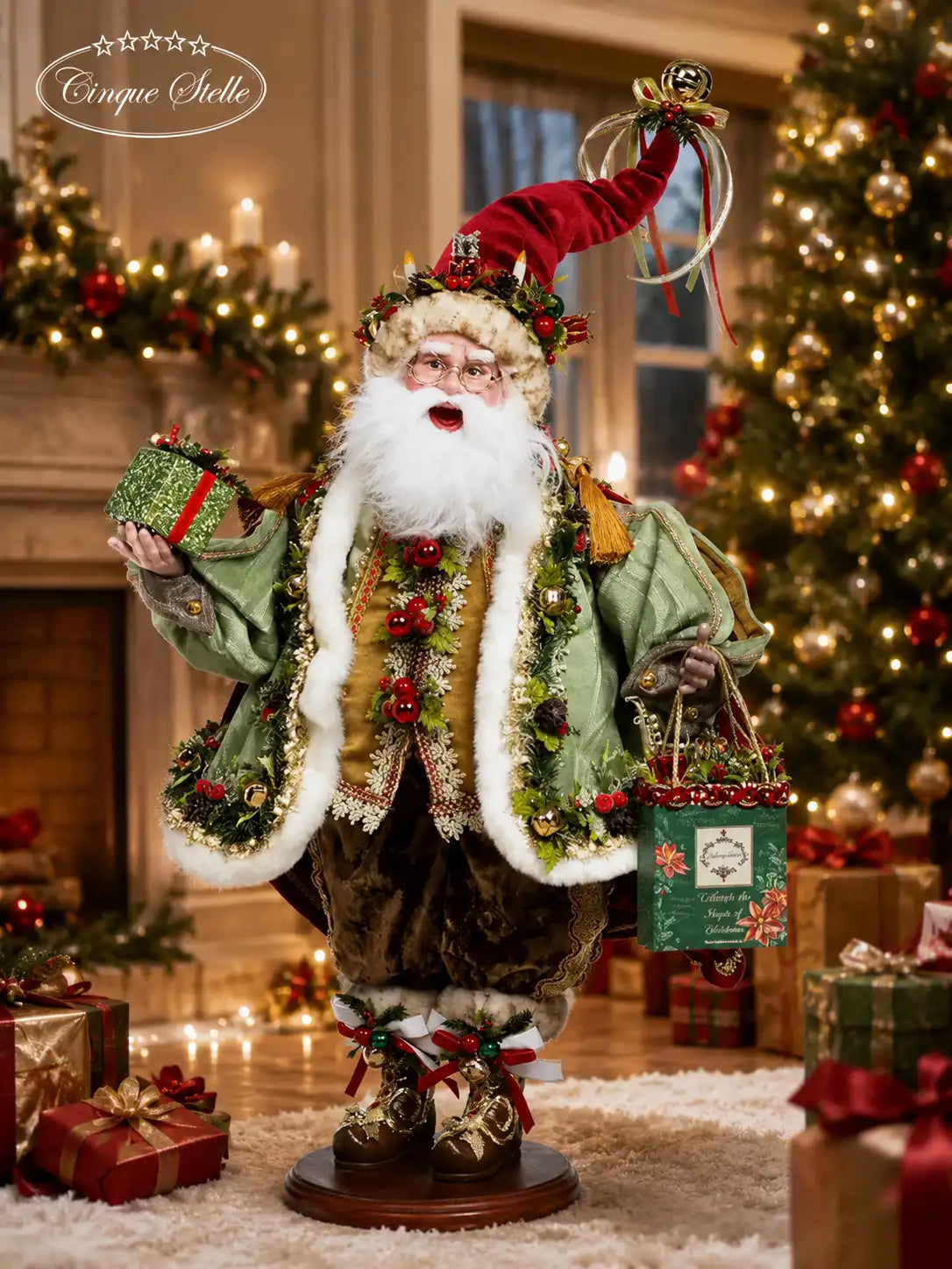 Babbo natale con regalo e borsetta 65CM