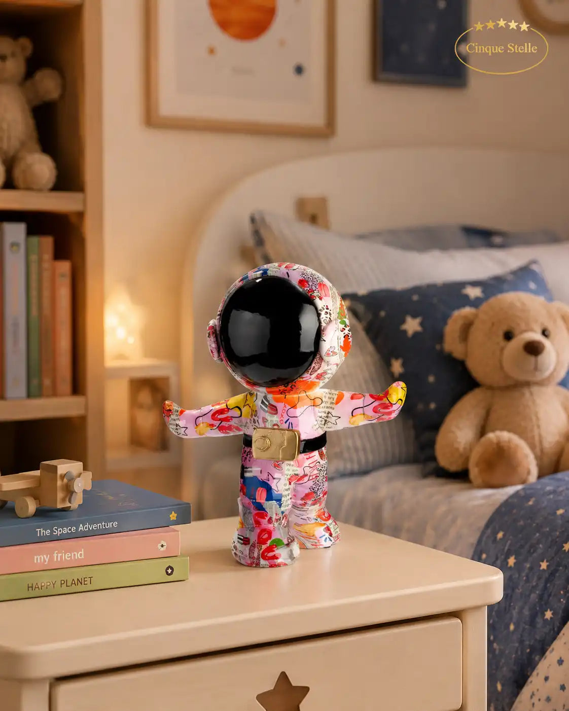 Statuetta in resina di astronauta multicolore 30cm
