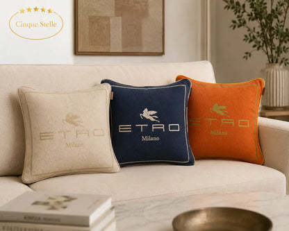 Cuscino ETRO in misto lino con logo ricamato 45x45 cm