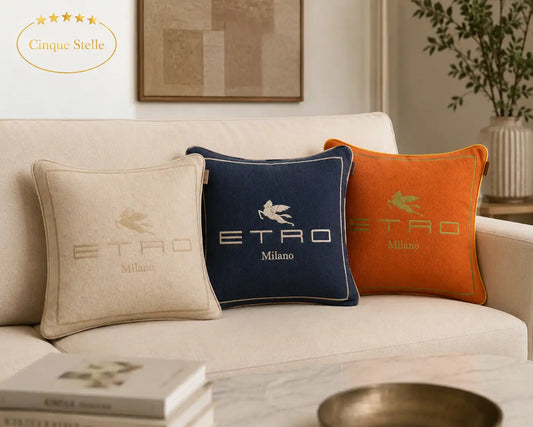 Cuscino ETRO in misto lino con logo ricamato 45x45 cm