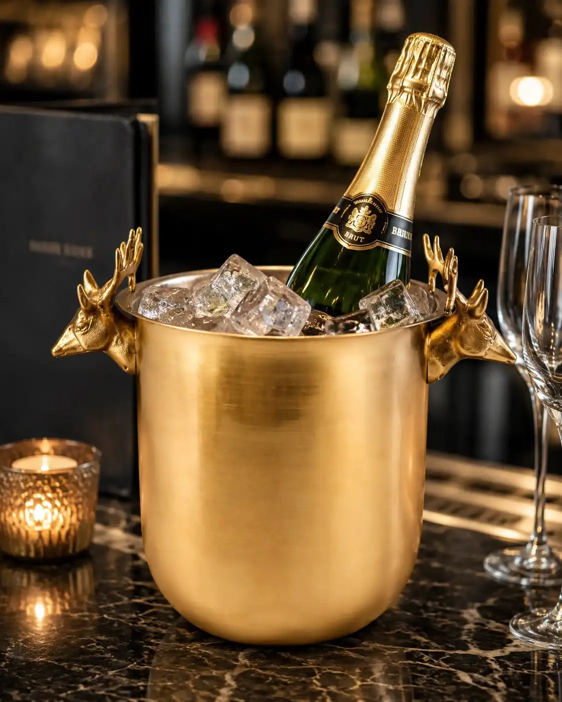 Suaglass Cervo per Champagne e Vino in Ottone
