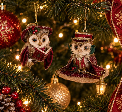 Decoro "Gufo" ornamento per albero di natale 10cm