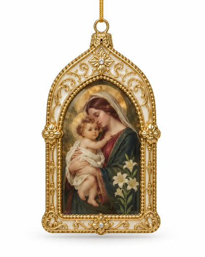 Decoro Sacra famiglia / santa maria scena arco ornamento albero di natale 14,5CM