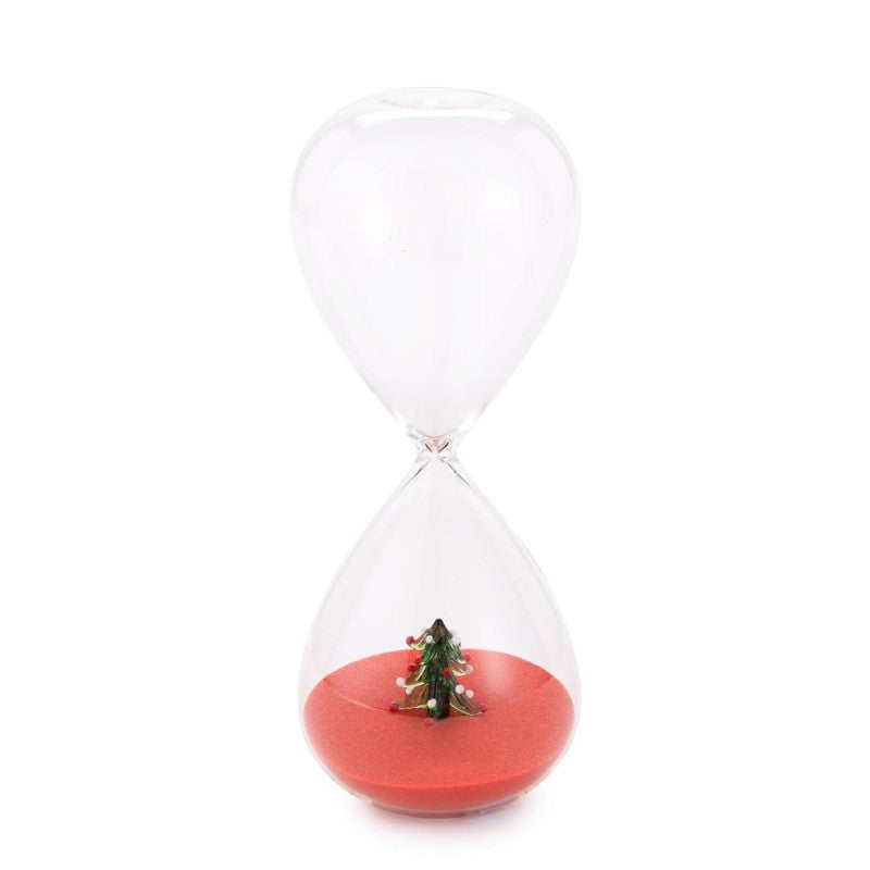 Clessidra con albero di Natale in sabbia rossa 20CM
