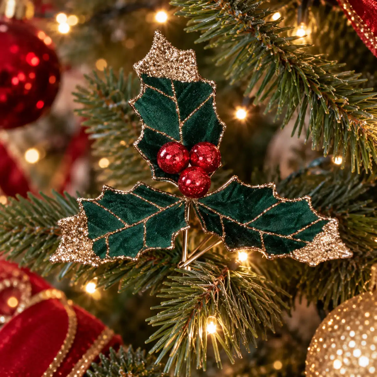 Decorazione natalizia con pinzetta – Agrifoglio
