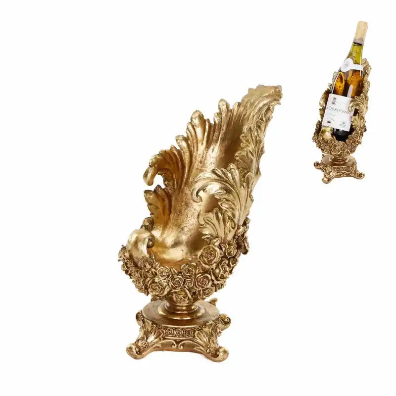 Portabottiglie da vino a forma di foglia, oro, 28cm,