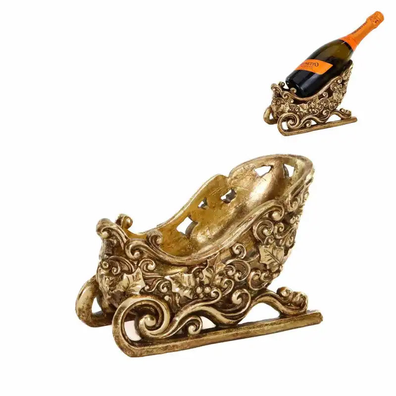 Portabottiglie di vino a forma di slitta natalizia 24cm