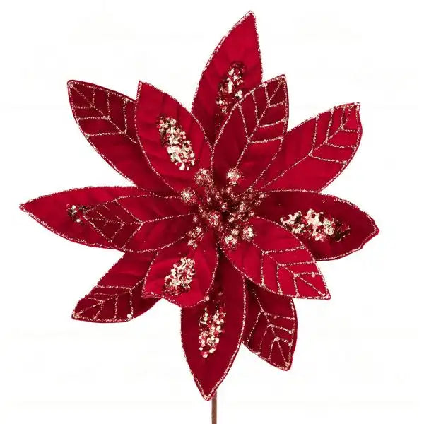 Stella di Natale glitterata su clip 25 cm