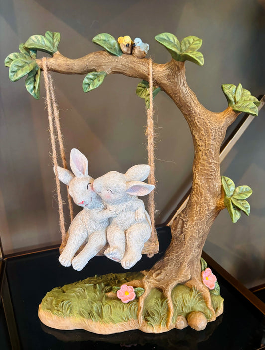 Coniglietti  sull altalena marrone/bianco 32,5CM