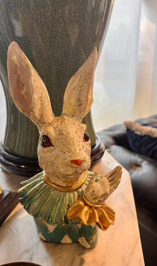 Statua busto di coniglio in resina 24 cm