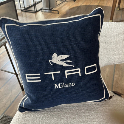 Cuscino ETRO in misto lino con logo ricamato 45x45 cm