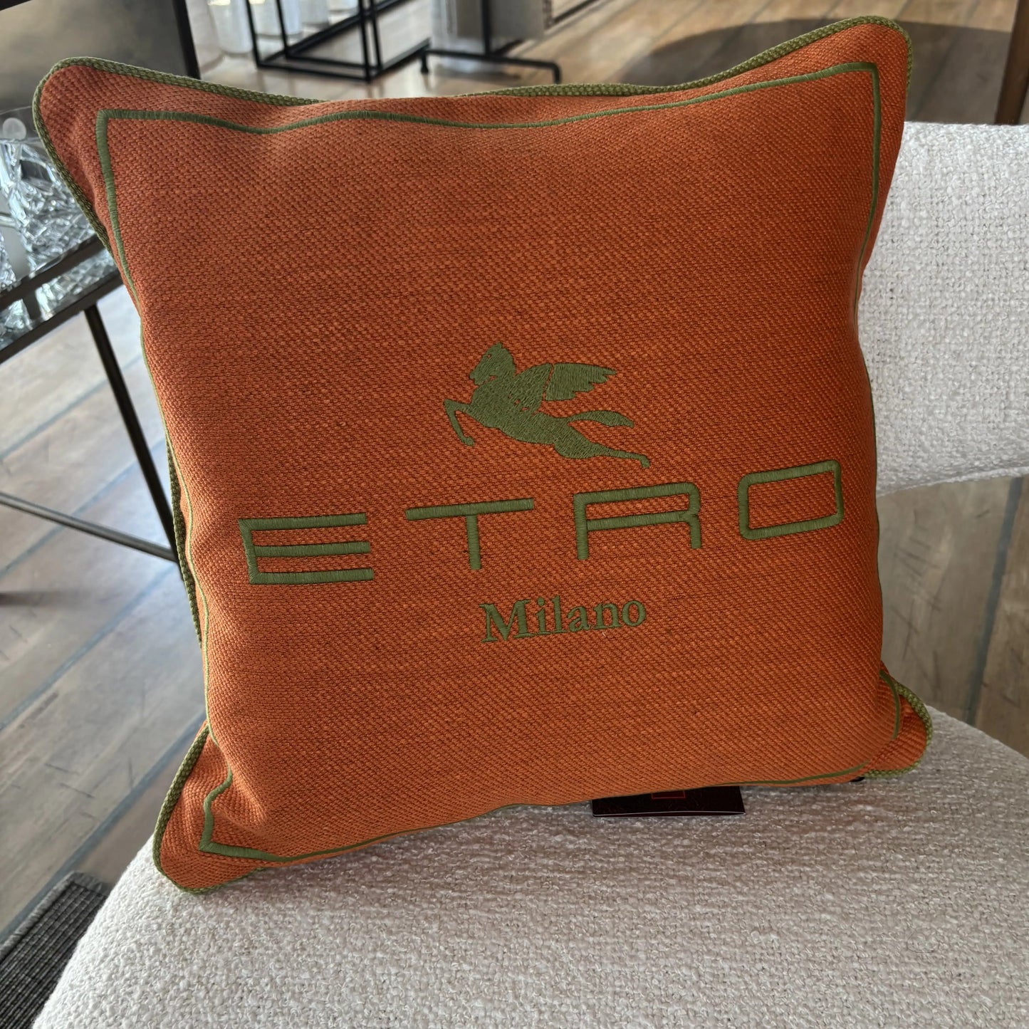 Cuscino ETRO in misto lino con logo ricamato 45x45 cm