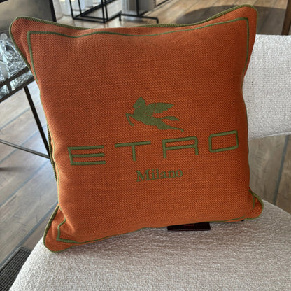 Cuscino ETRO in misto lino con logo ricamato 45x45 cm