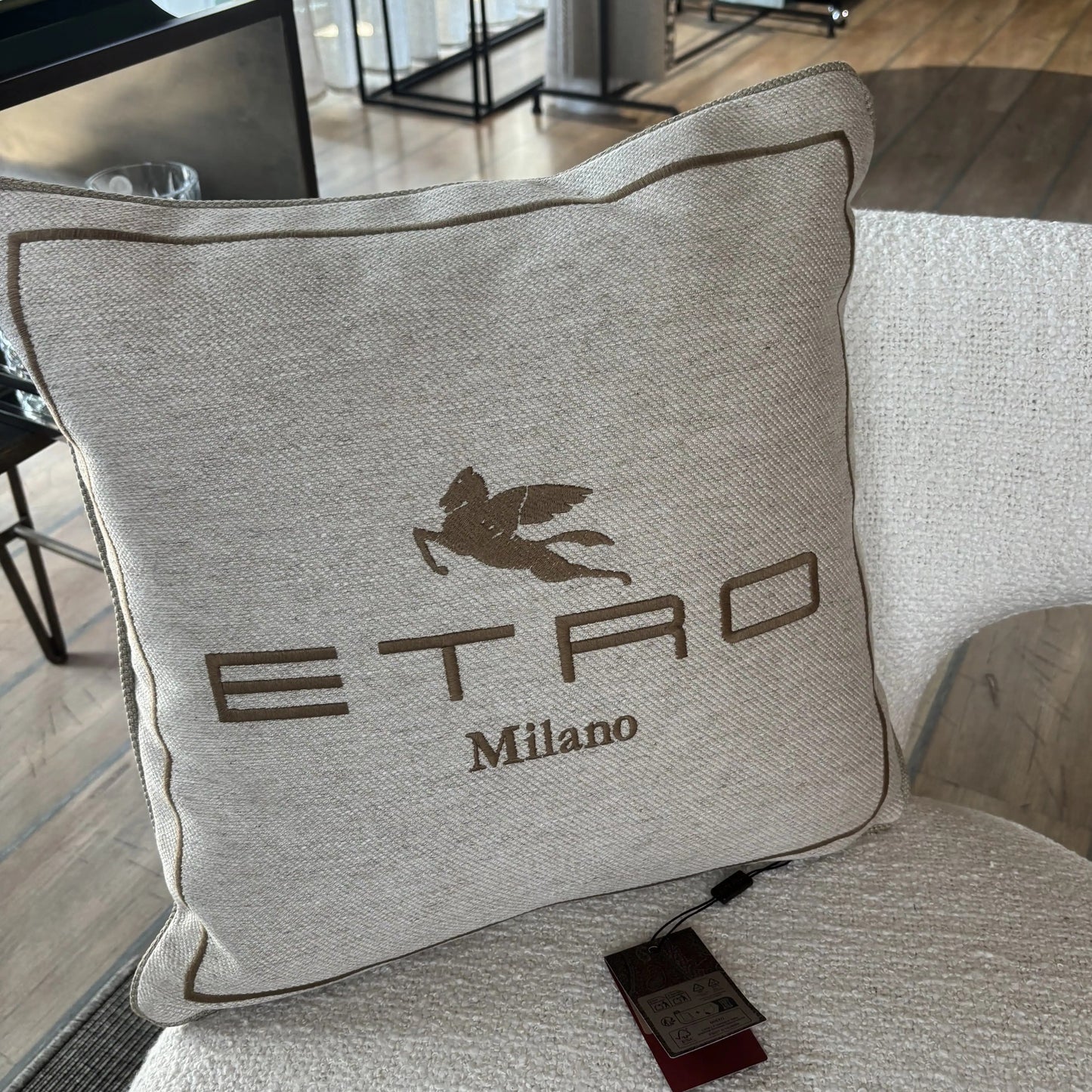 Cuscino ETRO in misto lino con logo ricamato 45x45 cm