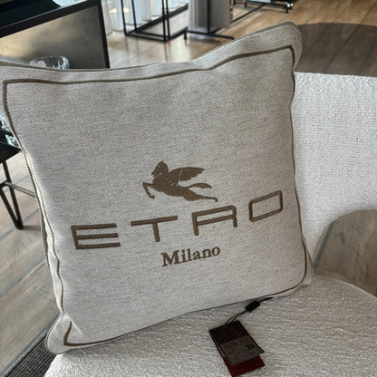 Cuscino ETRO in misto lino con logo ricamato 45x45 cm