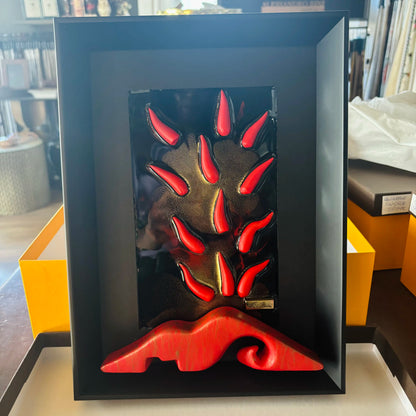 Quadro scultura tridimensionale Il Vesuvio Eruzione Scaramantica 35x25cm