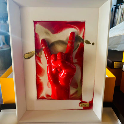 Quadro scultura tridimensionale Mano Tie 35x25cm