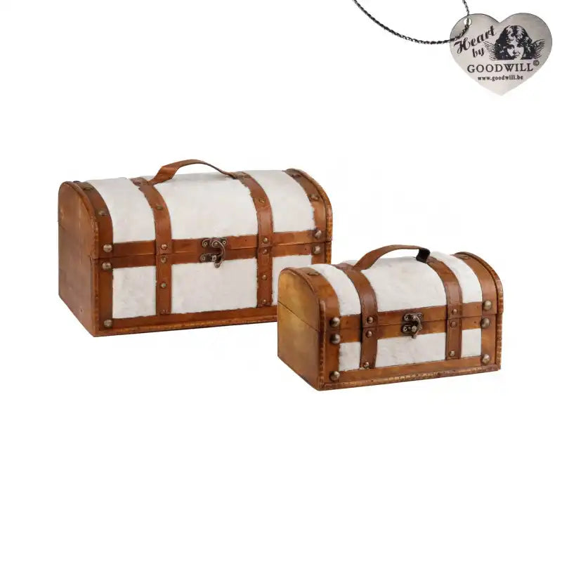 Set Baulletti contenitori in legno in velluto bianco 35/26CM