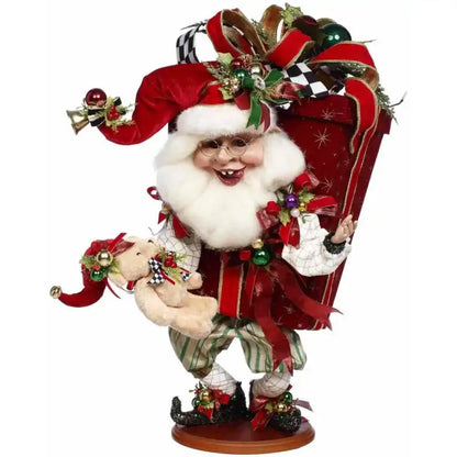Elfo decorativo Mark Roberts con grande scatola regalo – 70 cm
