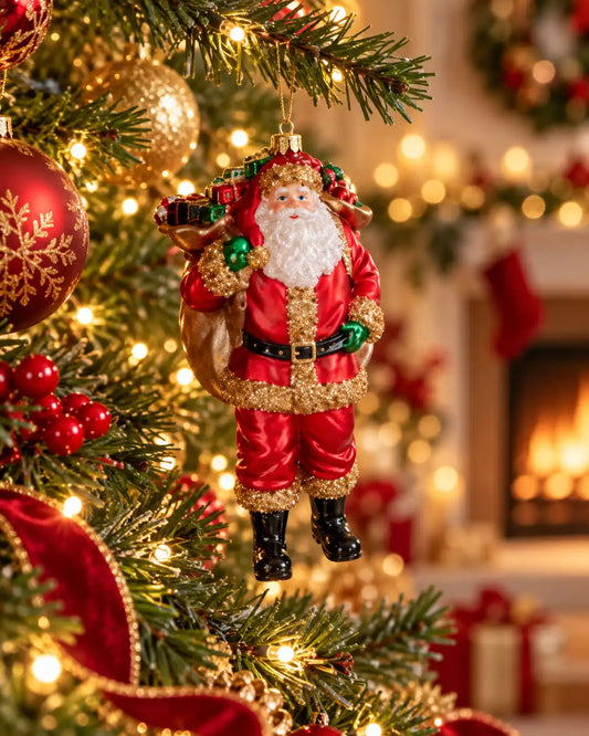 Babbo Natale decorativo in vetro – 18 cm